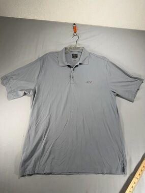 Greg Norman for Tasso Elba Polo Shirt Men's Large Gray Solid Color Play Dry Golf